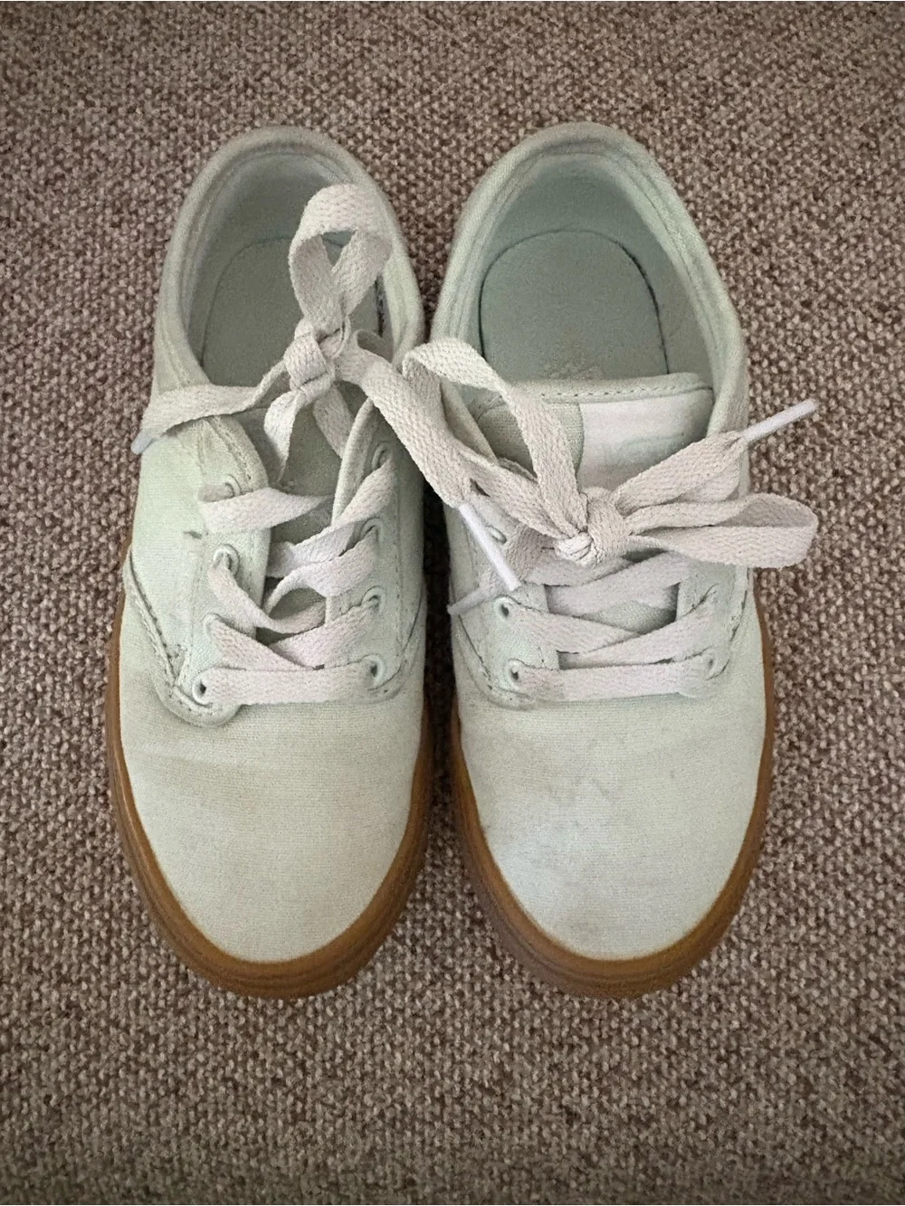 Kids Canvas Lace-Up Sneakers in Light Mint with Gum Sole